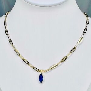 Elegant 14K Gold and Blue Sapphire Pendant Necklace